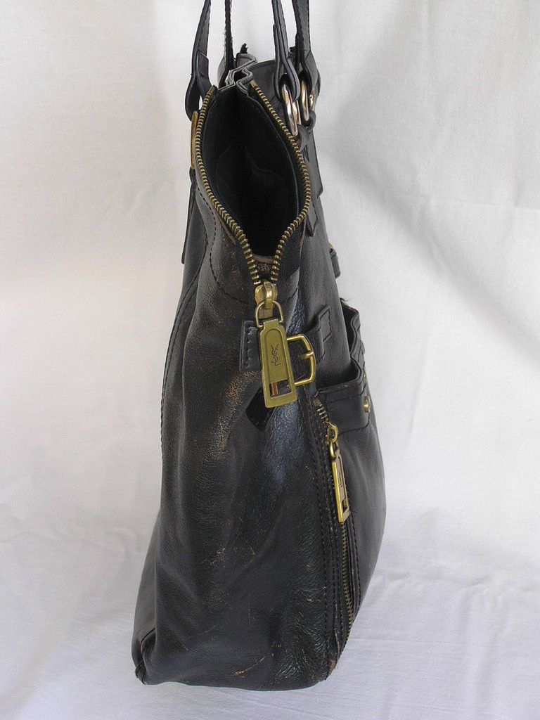 ysl grey leather handbag downtown  