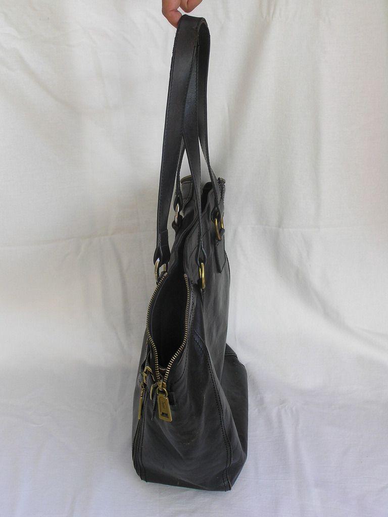 Auth Yves Saint Laurent YSL Black Leather Large Downtown Tote Bag ...  