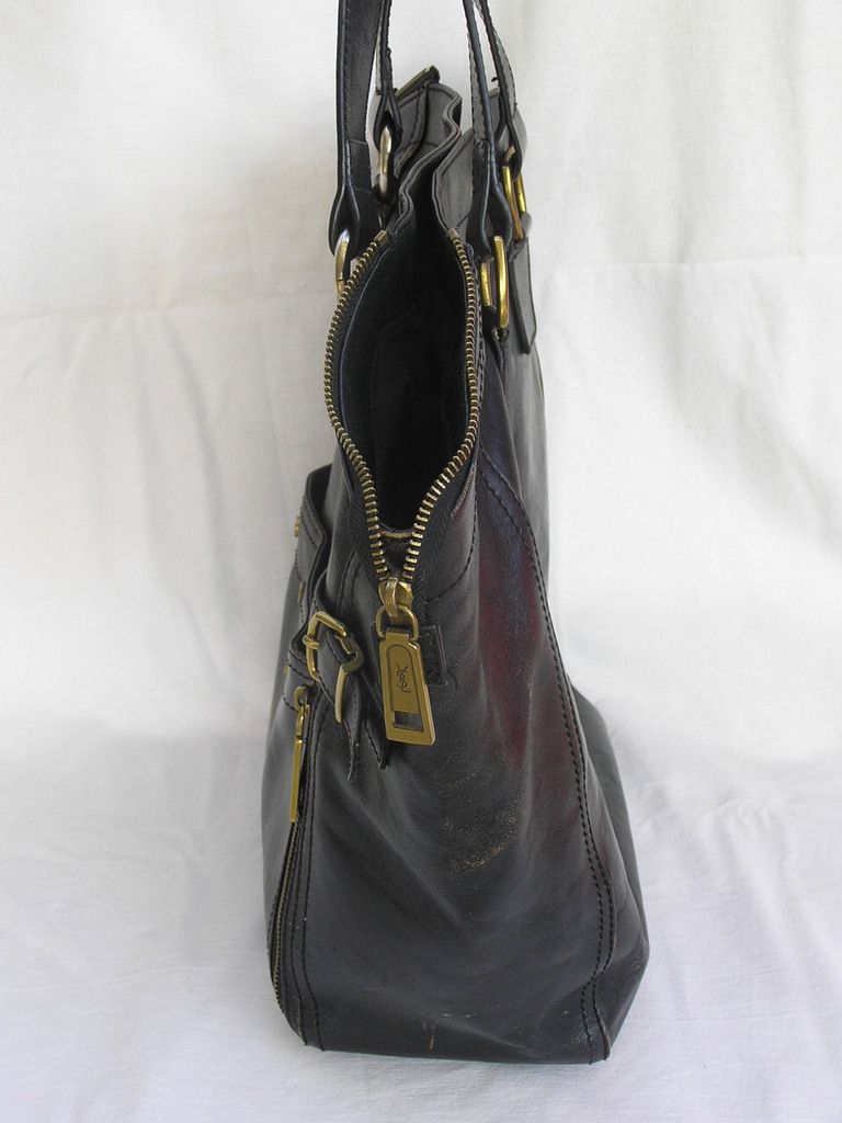 ysl black leather handbag downtown  