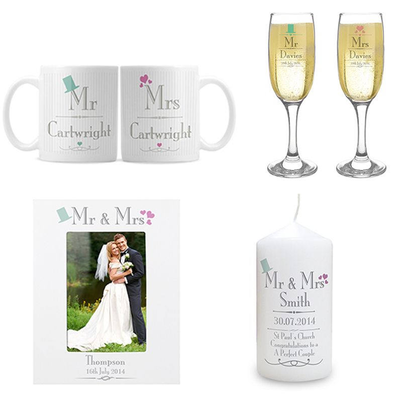 Personalised Mr and Mrs Message Bride Groom Wedding Anniversary Gift ...